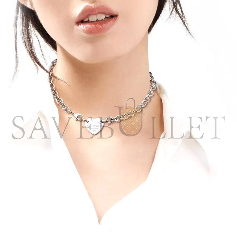 TIFFANY HEART TAG CHAIN LINK CHOKER IN SILVER 19936562